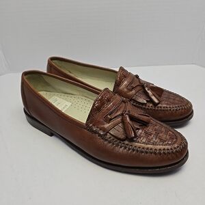 Vintage R.J. Colt Men's Brown Leather Woven Top Loafer Shoes Size 10.5 M